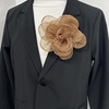 image:imageExaggerated Organza Rose Flower Large Brooch Pin for Women Elegant Fabric Floral Oversized Lapel Pins Dress Banquet Suit Clothes Accessories Wedding Party Fashion Jewelry 190mmBrown