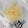 image:imageExaggerated Organza Rose Flower Large Brooch Pin for Women Elegant Fabric Floral Oversized Lapel Pins Dress Banquet Suit Clothes Accessories Wedding Party Fashion Jewelry 190mmYellow