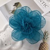 image:imageExaggerated Organza Rose Flower Large Brooch Pin for Women Elegant Fabric Floral Oversized Lapel Pins Dress Banquet Suit Clothes Accessories Wedding Party Fashion Jewelry 190mmPeacock Blue