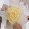 image:imageExaggerated Organza Rose Flower Large Brooch Pin for Women Elegant Fabric Floral Oversized Lapel Pins Dress Banquet Suit Clothes Accessories Wedding Party Fashion Jewelry 190mmYellow