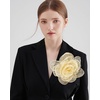 image:imageExaggerated Organza Rose Flower Large Brooch Pin for Women Elegant Fabric Floral Oversized Lapel Pins Dress Banquet Suit Clothes Accessories Wedding Party Fashion Jewelry 190mmYellow