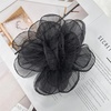 image:imageExaggerated Organza Rose Flower Large Brooch Pin for Women Elegant Fabric Floral Oversized Lapel Pins Dress Banquet Suit Clothes Accessories Wedding Party Fashion Jewelry 190mmBlack