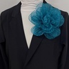 image:imageExaggerated Organza Rose Flower Large Brooch Pin for Women Elegant Fabric Floral Oversized Lapel Pins Dress Banquet Suit Clothes Accessories Wedding Party Fashion Jewelry 190mmPeacock Blue