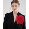 image:imageExaggerated Organza Rose Flower Large Brooch Pin for Women Elegant Fabric Floral Oversized Lapel Pins Dress Banquet Suit Clothes Accessories Wedding Party Fashion Jewelry 190mmRed