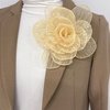 image:imageExaggerated Organza Rose Flower Large Brooch Pin for Women Elegant Fabric Floral Oversized Lapel Pins Dress Banquet Suit Clothes Accessories Wedding Party Fashion Jewelry 190mmYellow