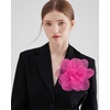 image:imageExaggerated Organza Rose Flower Large Brooch Pin for Women Elegant Fabric Floral Oversized Lapel Pins Dress Banquet Suit Clothes Accessories Wedding Party Fashion Jewelry 190mmRose Red