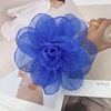 image:imageExaggerated Organza Rose Flower Large Brooch Pin for Women Elegant Fabric Floral Oversized Lapel Pins Dress Banquet Suit Clothes Accessories Wedding Party Fashion Jewelry 190mmBlue