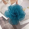 image:imageExaggerated Organza Rose Flower Large Brooch Pin for Women Elegant Fabric Floral Oversized Lapel Pins Dress Banquet Suit Clothes Accessories Wedding Party Fashion Jewelry 190mmPeacock Blue