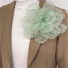 image:imageExaggerated Organza Rose Flower Large Brooch Pin for Women Elegant Fabric Floral Oversized Lapel Pins Dress Banquet Suit Clothes Accessories Wedding Party Fashion Jewelry 190mmMint Green