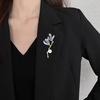 image:imageGBAHFY Magnolia Brooch Pin Enamel Floral Lapel With Pearl Crystal Elegant Suit Dress Wedding Party Fashion Jewelry GiftBlue