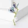 image:imageGBAHFY Magnolia Brooch Pin Enamel Floral Lapel With Pearl Crystal Elegant Suit Dress Wedding Party Fashion Jewelry GiftBlue