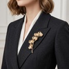 image:imageGold Flower Brooch Pin for Women Retro Pearl Orchid Flower Brooches for Women Alloy Butterfly Orchid Floral Pearl Brooch Phalaenopsis Broaches Scarf Dress Clothes Hat Wedding Party Fashion Jewelry