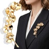 image:imageGold Flower Brooch Pin for Women Retro Pearl Orchid Flower Brooches for Women Alloy Butterfly Orchid Floral Pearl Brooch Phalaenopsis Broaches Scarf Dress Clothes Hat Wedding Party Fashion Jewelry