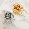 image:imageGold Rose Flower Brooch Pin for Women Men Fashion Metal Large 3D Blossom Floral Brooches Lapel Pins Retro Suit Hat Dress Accessories Holiday Wedding Jewelry Unisex Gift