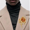 image:imageGold Rose Flower Brooch Pin for Women Men Fashion Metal Large 3D Blossom Floral Brooches Lapel Pins Retro Suit Hat Dress Accessories Holiday Wedding Jewelry Unisex Gift