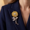 image:imageGold Tone Sunflower Brooch Pin for Women Rhinestone Crystal Flower Brooch Elegant Floral Jewelry Pin for Dresses Scarves Coats Hats Bags Wedding Party Gifts
