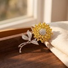 image:imageGold Tone Sunflower Brooch Pin for Women Rhinestone Crystal Flower Brooch Elegant Floral Jewelry Pin for Dresses Scarves Coats Hats Bags Wedding Party Gifts