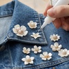 image:imageHINZIC 45pcs Rhinestone Pearl Buttons 9 Styles Flat Back Faux Pearl ButtonWhite 42pcs 14styles