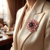 image:imageLarge Crystal Flower Brooch Pin Rhinestone Floral Lapel PinPink