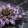 image:imageLarge Crystal Flower Brooch Pin Rhinestone Floral Lapel PinPurple