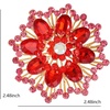 image:imageLarge Crystal Flower Brooch Pin for Women Red purple pink green Rhinestone Flower Lapel Pin Wedding Party Birthday Dance Banquet Dress Suit Ceremony Clothes Hat Bag Accessories JewelryRed 2
