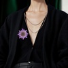 image:imageLarge Crystal Flower Brooch Pin for Women Red purple pink green Rhinestone Flower Lapel Pin Wedding Party Birthday Dance Banquet Dress Suit Ceremony Clothes Hat Bag Accessories JewelryPurple Flower Brooch Pin