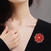 image:imageLarge Crystal Flower Brooch Pin for Women Red purple pink green Rhinestone Flower Lapel Pin Wedding Party Birthday Dance Banquet Dress Suit Ceremony Clothes Hat Bag Accessories JewelryRed 2
