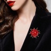 image:imageLarge Crystal Flower Brooch Pin for Women Red purple pink green Rhinestone Flower Lapel Pin Wedding Party Birthday Dance Banquet Dress Suit Ceremony Clothes Hat Bag Accessories JewelryRed brooch