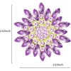 image:imageLarge Crystal Flower Brooch Pin for Women Red purple pink green Rhinestone Flower Lapel Pin Wedding Party Birthday Dance Banquet Dress Suit Ceremony Clothes Hat Bag Accessories JewelryPurple 3