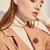 image:imageLarge Crystal Flower Brooch Pin for Women Red purple pink green Rhinestone Flower Lapel Pin Wedding Party Birthday Dance Banquet Dress Suit Ceremony Clothes Hat Bag Accessories JewelryRed Flower Brooch Pin