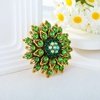 image:imageLarge Crystal Flower Brooch Pin for Women Red purple pink green Rhinestone Flower Lapel Pin Wedding Party Birthday Dance Banquet Dress Suit Ceremony Clothes Hat Bag Accessories JewelryGreen 2