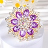 image:imageLarge Crystal Flower Brooch Pin for Women Red purple pink green Rhinestone Flower Lapel Pin Wedding Party Birthday Dance Banquet Dress Suit Ceremony Clothes Hat Bag Accessories JewelryPurple 2