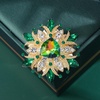 image:imageLarge Crystal Flower Brooch Pin for Women Red purple pink green Rhinestone Flower Lapel Pin Wedding Party Birthday Dance Banquet Dress Suit Ceremony Clothes Hat Bag Accessories JewelryGreen 3