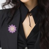 image:imageLarge Crystal Flower Brooch Pin for Women Red purple pink green Rhinestone Flower Lapel Pin Wedding Party Birthday Dance Banquet Dress Suit Ceremony Clothes Hat Bag Accessories JewelryPurple 3