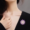 image:imageLarge Crystal Flower Brooch Pin for Women Red purple pink green Rhinestone Flower Lapel Pin Wedding Party Birthday Dance Banquet Dress Suit Ceremony Clothes Hat Bag Accessories JewelryPurple 3