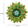 image:imageLarge Crystal Flower Brooch Pin for Women Red purple pink green Rhinestone Flower Lapel Pin Wedding Party Birthday Dance Banquet Dress Suit Ceremony Clothes Hat Bag Accessories JewelryGreen 2