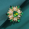 image:imageLarge Crystal Flower Brooch Pin for Women Red purple pink green Rhinestone Flower Lapel Pin Wedding Party Birthday Dance Banquet Dress Suit Ceremony Clothes Hat Bag Accessories JewelryGreen 3