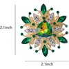 image:imageLarge Crystal Flower Brooch Pin for Women Red purple pink green Rhinestone Flower Lapel Pin Wedding Party Birthday Dance Banquet Dress Suit Ceremony Clothes Hat Bag Accessories JewelryGreen 3
