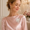 image:imageLarge Pearl Brooch for Women White Oval Flower Pearl Striking Brooch