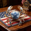 image:imageMALOYANVE Crab Brooch Pin for Women Men Vintage Gold Plated Crab Enamel Lapel Pin Ocean Marine Animal Brooch for Jackets Hats Scarves Bags Gift for Beach LoversBlue White Porcelain