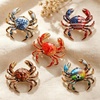 image:imageMALOYANVE Crab Brooch Pin for Women Men Vintage Gold Plated Crab Enamel Lapel Pin Ocean Marine Animal Brooch for Jackets Hats Scarves Bags Gift for Beach LoversOrange