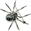 image:imageParts Express Victorian Style Mother of Pearl Body and Micro Pave Spider Brooches Pins Silver Tone Black