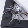 image:imageParts Express Victorian Style Mother of Pearl Body and Micro Pave Spider Brooches Pins Silver Tone Black