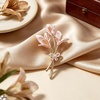 image:imagePeach Blossom Brooch for Women Pearl and Rhinestone Floral Lapel Pin Pink Enamel Flower Jewelry for Dresses Coats and Scarves Romantic Spring Summer Style Accessory for Parties and WeddingsPink2