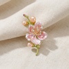 image:imagePeach Blossom Brooch for Women Pearl and Rhinestone Floral Lapel Pin Pink Enamel Flower Jewelry for Dresses Coats and Scarves Romantic Spring Summer Style Accessory for Parties and WeddingsPink