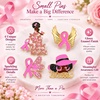 image:imagePink Ribbon Pin Breast Cancer Gifts for Women Girls Breast Cancer Awareness Lapel Pins Hope Love Fight Hope Official Ribbon Pins Breast Cancer Brooch4Pcs