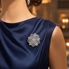 image:imageRhinestone Brooch for Women Crystal Flower Brooch Pin White Statement Jewelry Elegant Dress Pin Silver Tone Broach Accessory for Wedding Party Clothing Formal Outfit
