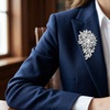 image:imageRhinestone Flower Brooch Pin for Women Sparkly Crystal for Wedding BridalSilver