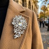 image:imageRhinestone Flower Brooch Pin for Women Sparkly Crystal for Wedding BridalSilver