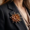 image:imageRose Brooch for Women and Men Elegant Rhinestone Flower Lapel Pin Classic Flower Jewelry Accessory for Weddings Formal Parties and Dress DecorChampagne